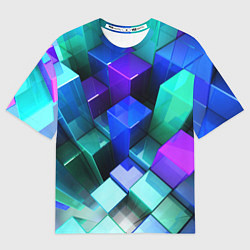 Футболка оверсайз женская Неоновые кубы текстура, цвет: 3D-принт