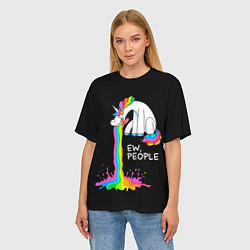 Футболка оверсайз женская Единорог не любит людей, цвет: 3D-принт — фото 2