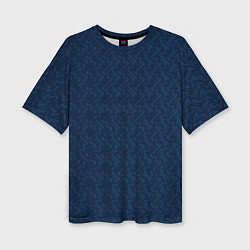 Женская футболка оверсайз Тёмный синий текстурированный однотонный