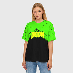 Футболка оверсайз женская Doom кислотное лого, цвет: 3D-принт — фото 2