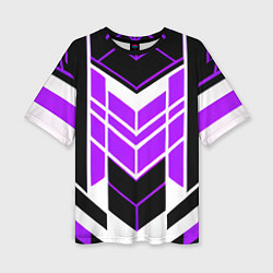 Футболка оверсайз женская Purple and black stripes on a white background, цвет: 3D-принт