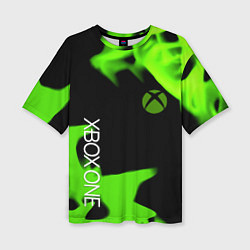 Женская футболка оверсайз Xbox one green flame