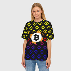 Футболка оверсайз женская Bitcoin binance, цвет: 3D-принт — фото 2