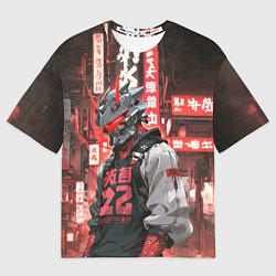 Футболка оверсайз женская Понурый киборг, цвет: 3D-принт