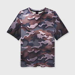 Женская футболка оверсайз Камуфляж-грязь