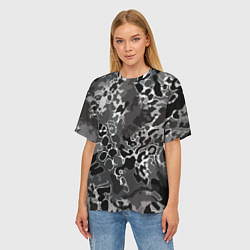 Футболка оверсайз женская Чёрно-серый абстракция, цвет: 3D-принт — фото 2