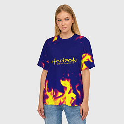 Футболка оверсайз женская Horizon zero dawn flame yellow, цвет: 3D-принт — фото 2