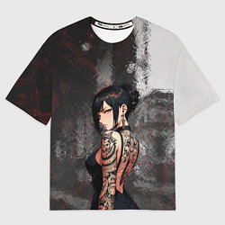 Женская футболка оверсайз Татуированная брюнетка