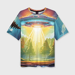 Футболка оверсайз женская UFO In The Forest, цвет: 3D-принт
