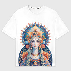 Футболка оверсайз женская Богиня красоты, славянские мотивы, новый русский с, цвет: 3D-принт