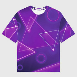 Женская футболка оверсайз Неоновые треугольники - геометрический паттерн