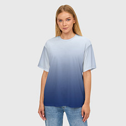 Футболка оверсайз женская Бело синий градиент, цвет: 3D-принт — фото 2