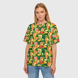 Футболка оверсайз женская Летний лимонад паттерны, цвет: 3D-принт — фото 2