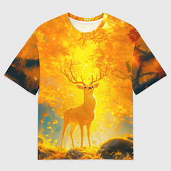 Футболка оверсайз женская Золотой олень в осеннем лесу, цвет: 3D-принт
