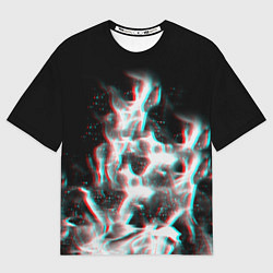 Женская футболка оверсайз Огонь глитч текстура