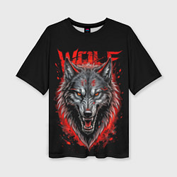 Футболка оверсайз женская Wolf red blood, цвет: 3D-принт