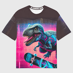 Футболка оверсайз женская Дино крутой скейтбордист - граффити, цвет: 3D-принт