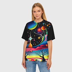 Футболка оверсайз женская Необычная планета и космос в стиле Сальвадор Дали, цвет: 3D-принт — фото 2