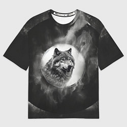 Футболка оверсайз женская Голова серого волка, цвет: 3D-принт
