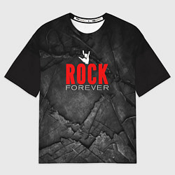 Женская футболка оверсайз Rock forever on black