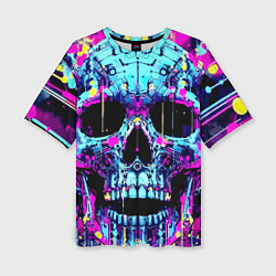 Футболка оверсайз женская Cool skull sketch - blots, цвет: 3D-принт