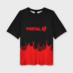 Женская футболка оверсайз Portal fire abstraction