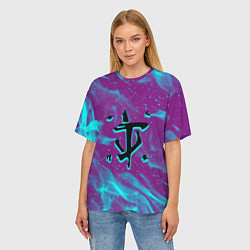 Футболка оверсайз женская Doom neon flame, цвет: 3D-принт — фото 2