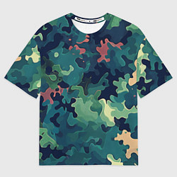 Футболка оверсайз женская Армейский камуфляж зеленый, цвет: 3D-принт