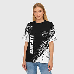 Футболка оверсайз женская Ducati - следы от шин, цвет: 3D-принт — фото 2