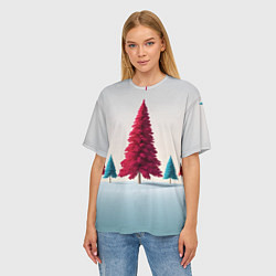 Футболка оверсайз женская Новогодний минимализм, цвет: 3D-принт — фото 2