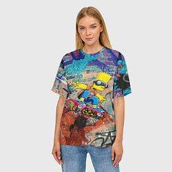 Футболка оверсайз женская Bart Simpson on a skateboard - graffiti, цвет: 3D-принт — фото 2