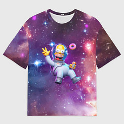 Женская футболка оверсайз Homer Simpson in space - ai art