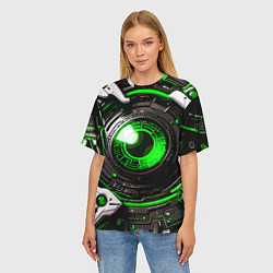 Футболка оверсайз женская Зелёная сфера киберпанк, цвет: 3D-принт — фото 2