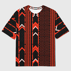 Женская футболка оверсайз Красные обои на чёрном фоне