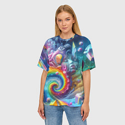 Футболка оверсайз женская Абстрактное граффити с лицом девушки, цвет: 3D-принт — фото 2