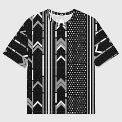 Женская футболка оверсайз Закулисье чёрно-белое