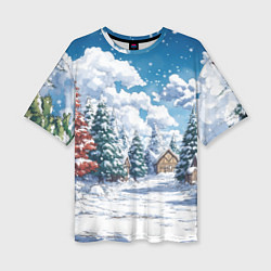 Футболка оверсайз женская Предновогодняя природа, цвет: 3D-принт
