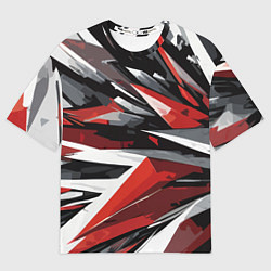 Футболка оверсайз женская Чёрно-красно-белая абстракция, цвет: 3D-принт