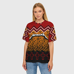 Футболка оверсайз женская Metallica christmas ugly sweater, цвет: 3D-принт — фото 2