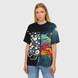 Футболка оверсайз женская Креативный мозг, цвет: 3D-принт — фото 2