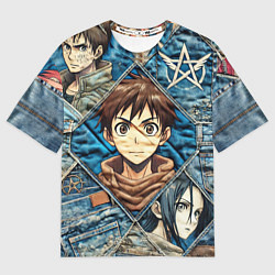 Женская футболка оверсайз Аниме на пэчворк