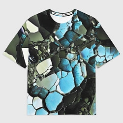 Женская футболка оверсайз Чёрно-синий камень