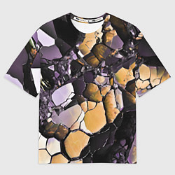 Женская футболка оверсайз Чёрно-жёлтый камень