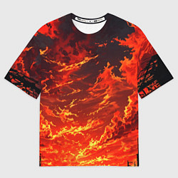 Женская футболка оверсайз Багровый огненный закат
