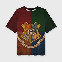 Женская футболка оверсайз Hogwarts emblem