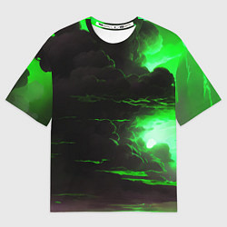 Женская футболка оверсайз Кислотный зелёный закат