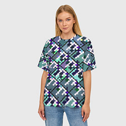 Футболка оверсайз женская Бирюзовый абстрактный паттерн, цвет: 3D-принт — фото 2