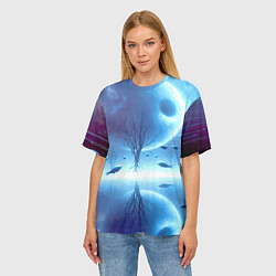 Футболка оверсайз женская Луна и рыбы - нейроарт фантазия, цвет: 3D-принт — фото 2
