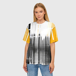Футболка оверсайз женская Жёлто-чёрный гранж на белом фоне, цвет: 3D-принт — фото 2