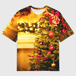 Футболка оверсайз женская Новогодняя наряженная ёлка, цвет: 3D-принт